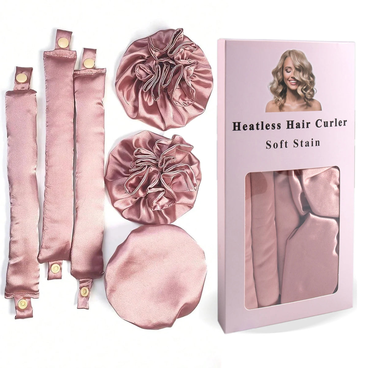 Transform Your Locks with the 3Pc Satin Heatless Curling Rod Set - Effortless Overnight Curls and Stylish Hairdos!