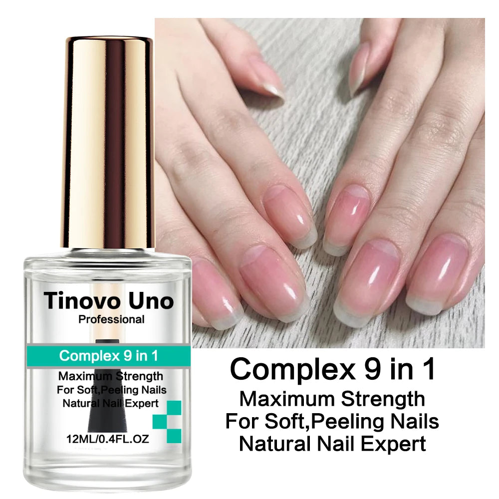 Tinovo Uno Natural Nail Growth Complex 9 in 1 Nail Art Treatment Therapy for Repair Care Thin Brittle Nails Top Coat Hardener