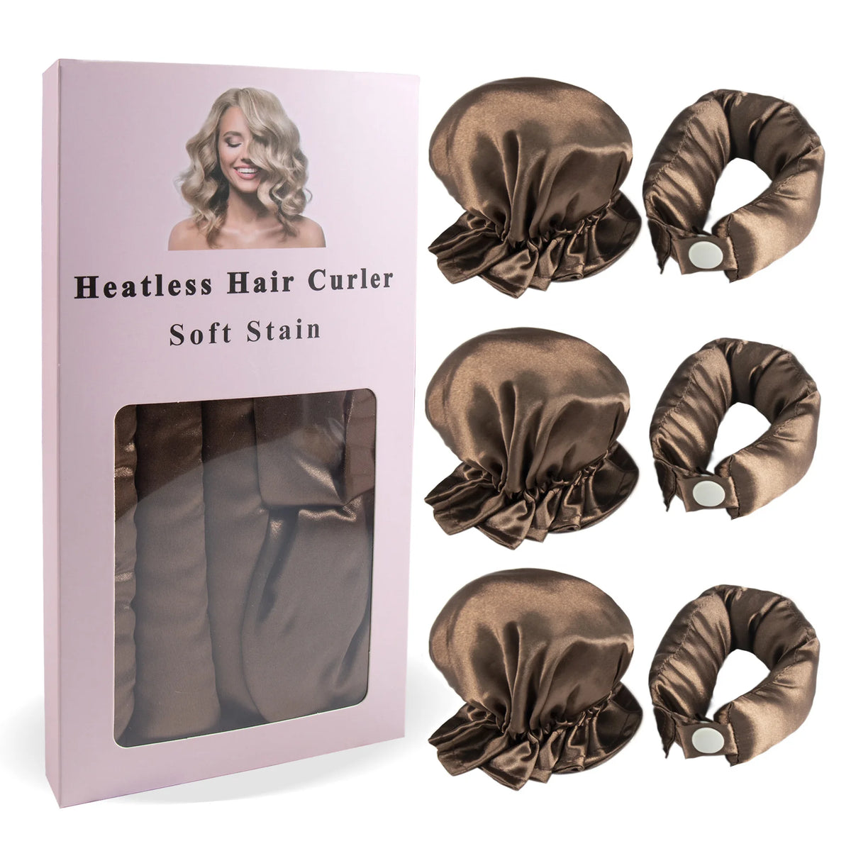 Transform Your Locks with the 3Pc Satin Heatless Curling Rod Set - Effortless Overnight Curls and Stylish Hairdos!