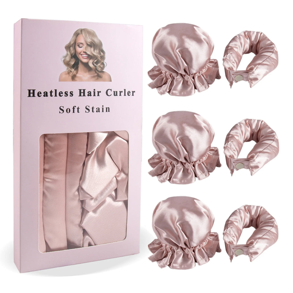 Transform Your Locks with the 3Pc Satin Heatless Curling Rod Set - Effortless Overnight Curls and Stylish Hairdos!