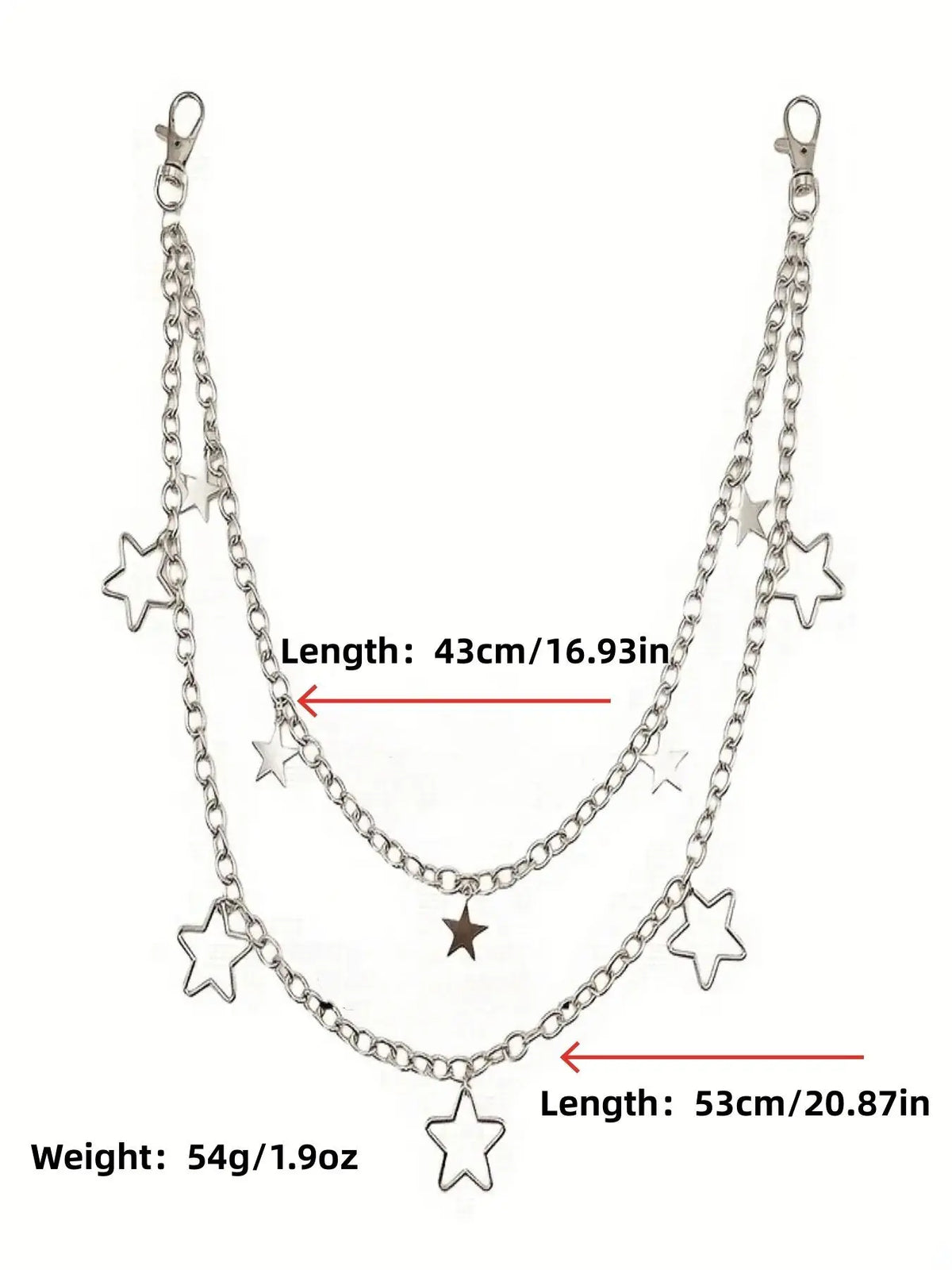 Elegant Star Detail Double Layered Chain Belt, Star Decorated Belt, Punk Style Belt, Punk Retro Alloy Waist Chain, Hip-Hop Rock Waist Chain, Fashion All-Match Clothes Accessories for Women and Men, Stylish Belts, Cool Belts
