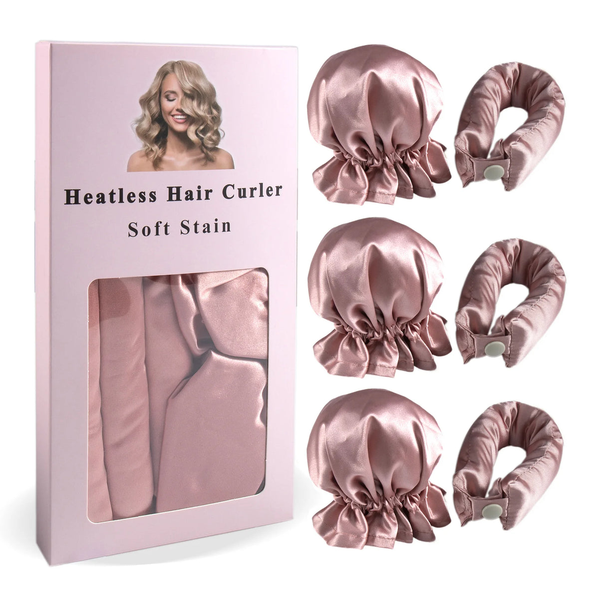 Transform Your Locks with the 3Pc Satin Heatless Curling Rod Set - Effortless Overnight Curls and Stylish Hairdos!