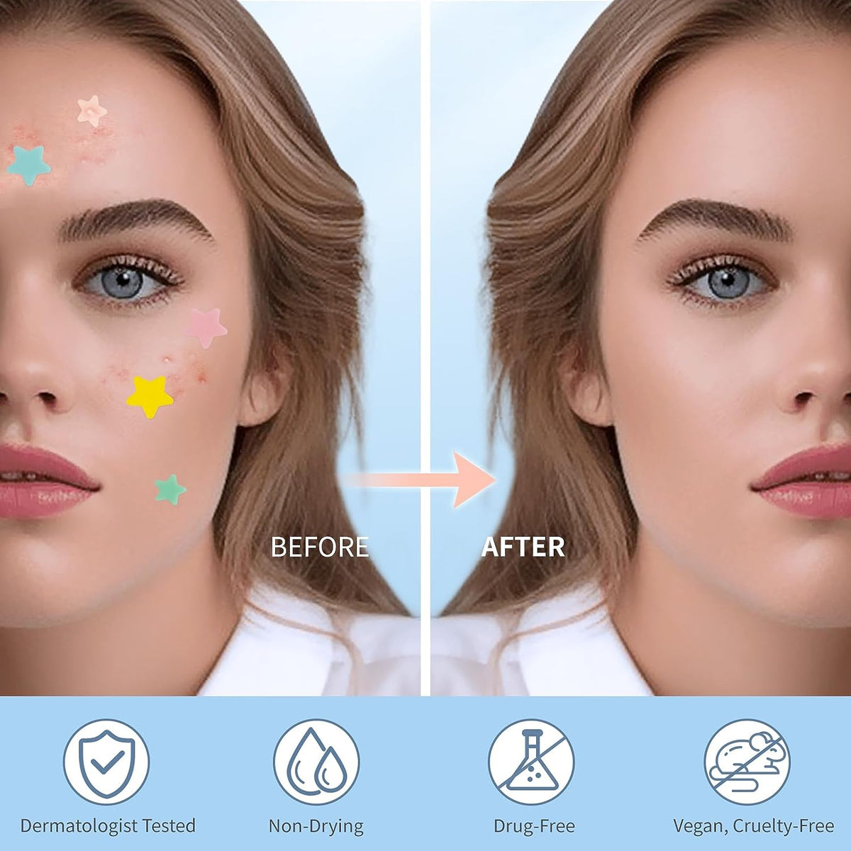 Pimple Patches for Face, Hydrocolloid Acne Patches, Cute Star Zit Covers, Colorful Spot Stickers with Tea Tree, Salicylic Acid & Cica Oil| 4 Sizes (8Mm, 10Mm, 12Mm & 14Mm) | 720 Count