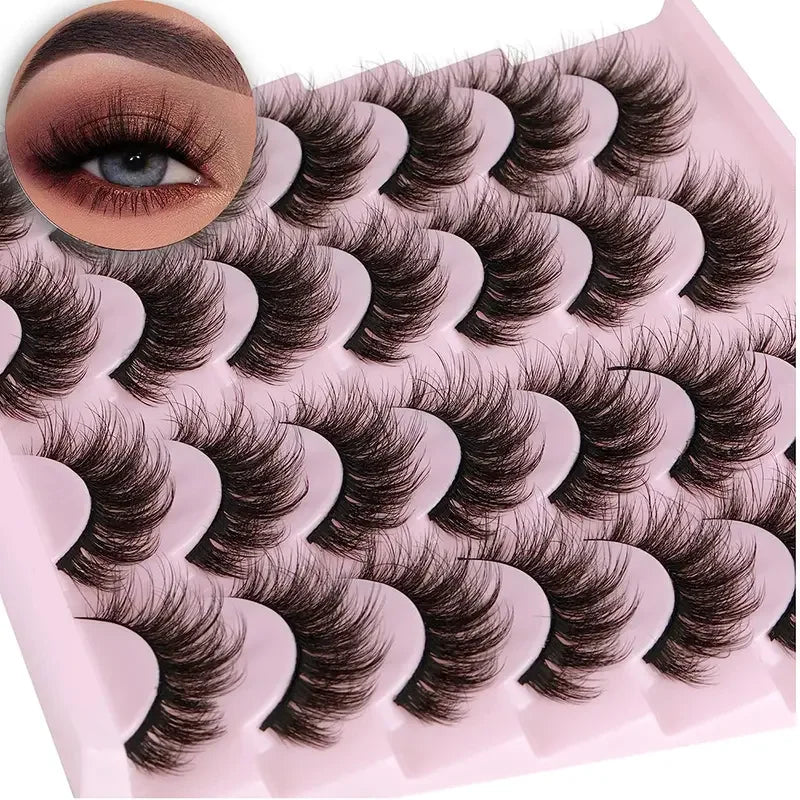 Kiromiro 3D Faux Mink Eyelashes,14 Pairs Natural Style Fluffy Cat-Eye Effect,Thick and Curled Design,Makeup Essentialskiromiro 3