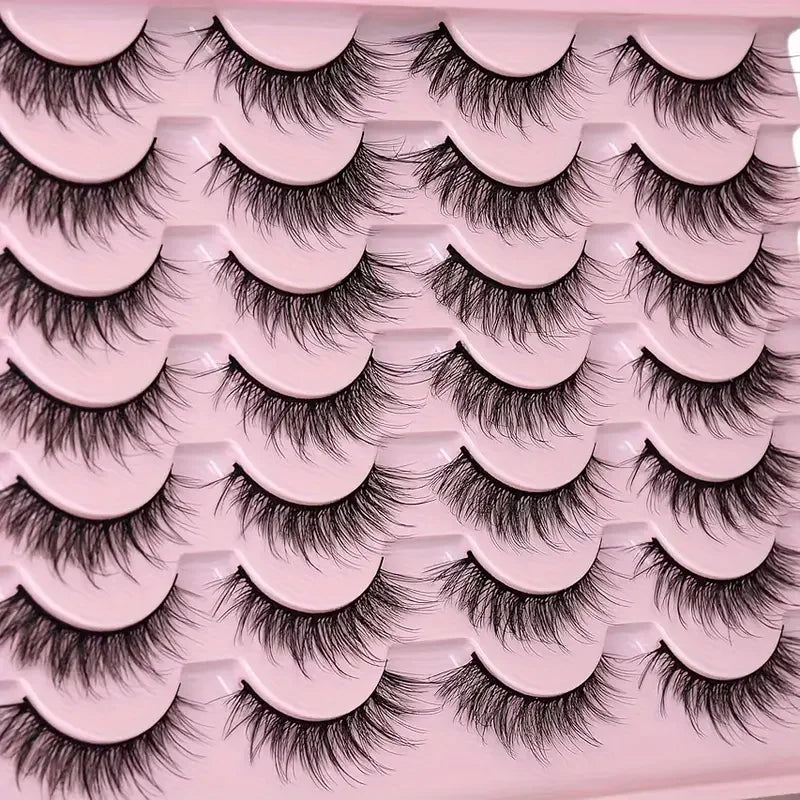 Kiromiro 3D Faux Mink Eyelashes,14 Pairs Natural Style Fluffy Cat-Eye Effect,Thick and Curled Design,Makeup Essentialskiromiro 3
