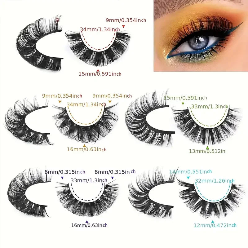 Kiromiro 3D Faux Mink Eyelashes,14 Pairs Natural Style Fluffy Cat-Eye Effect,Thick and Curled Design,Makeup Essentialskiromiro 3