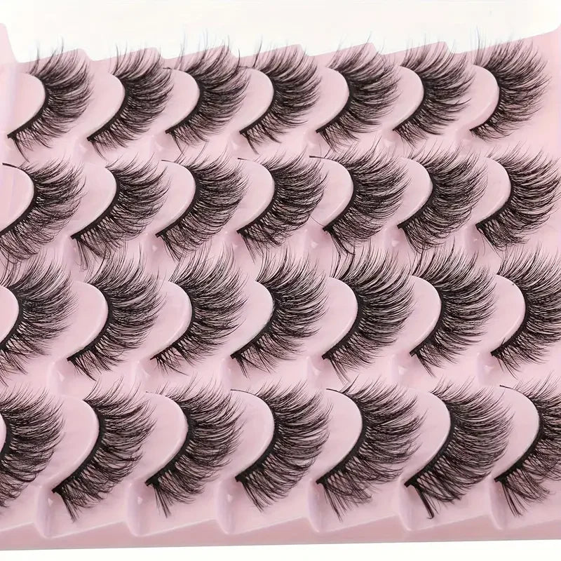 Kiromiro 3D Faux Mink Eyelashes,14 Pairs Natural Style Fluffy Cat-Eye Effect,Thick and Curled Design,Makeup Essentialskiromiro 3