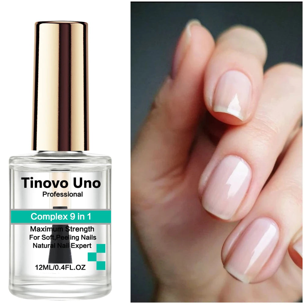 Tinovo Uno Natural Nail Growth Complex 9 in 1 Nail Art Treatment Therapy for Repair Care Thin Brittle Nails Top Coat Hardener