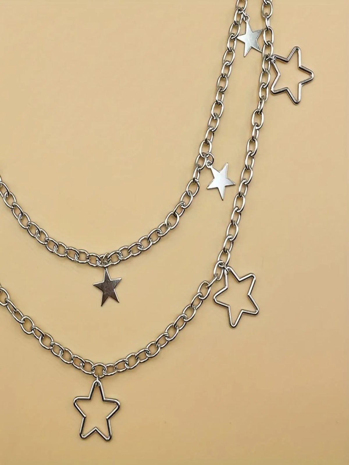 Elegant Star Detail Double Layered Chain Belt, Star Decorated Belt, Punk Style Belt, Punk Retro Alloy Waist Chain, Hip-Hop Rock Waist Chain, Fashion All-Match Clothes Accessories for Women and Men, Stylish Belts, Cool Belts