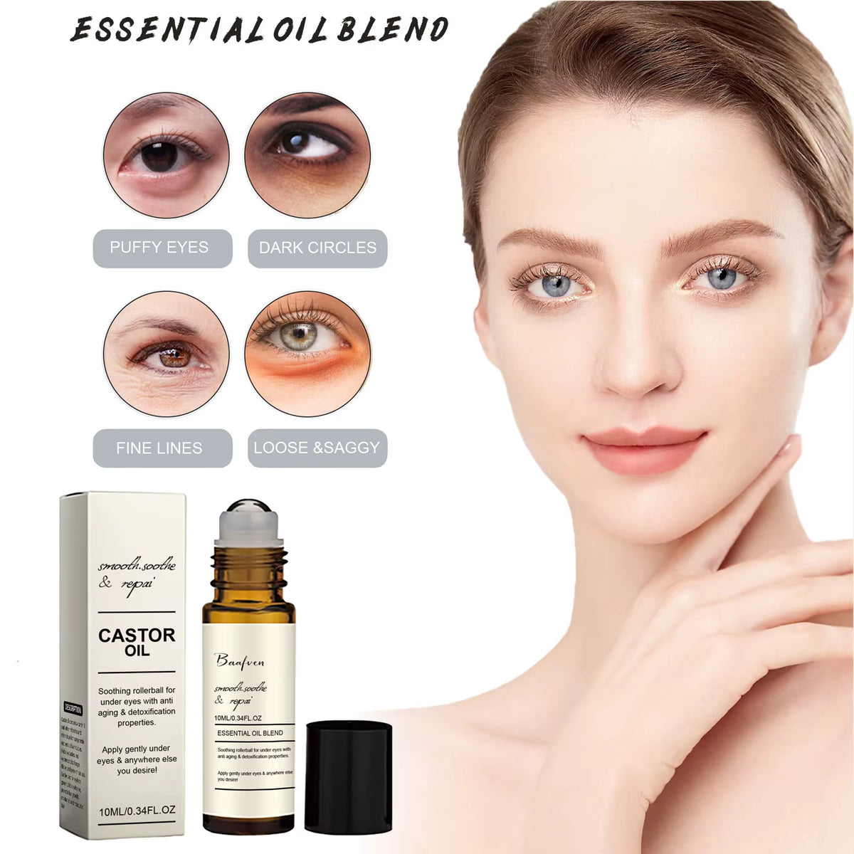 Revitalize Your Eyes with Our Castor Oil Eye Serum – Anti-Aging, Dark Circle Remover, and Puffiness Reducer for Youthful, Radiant Skin