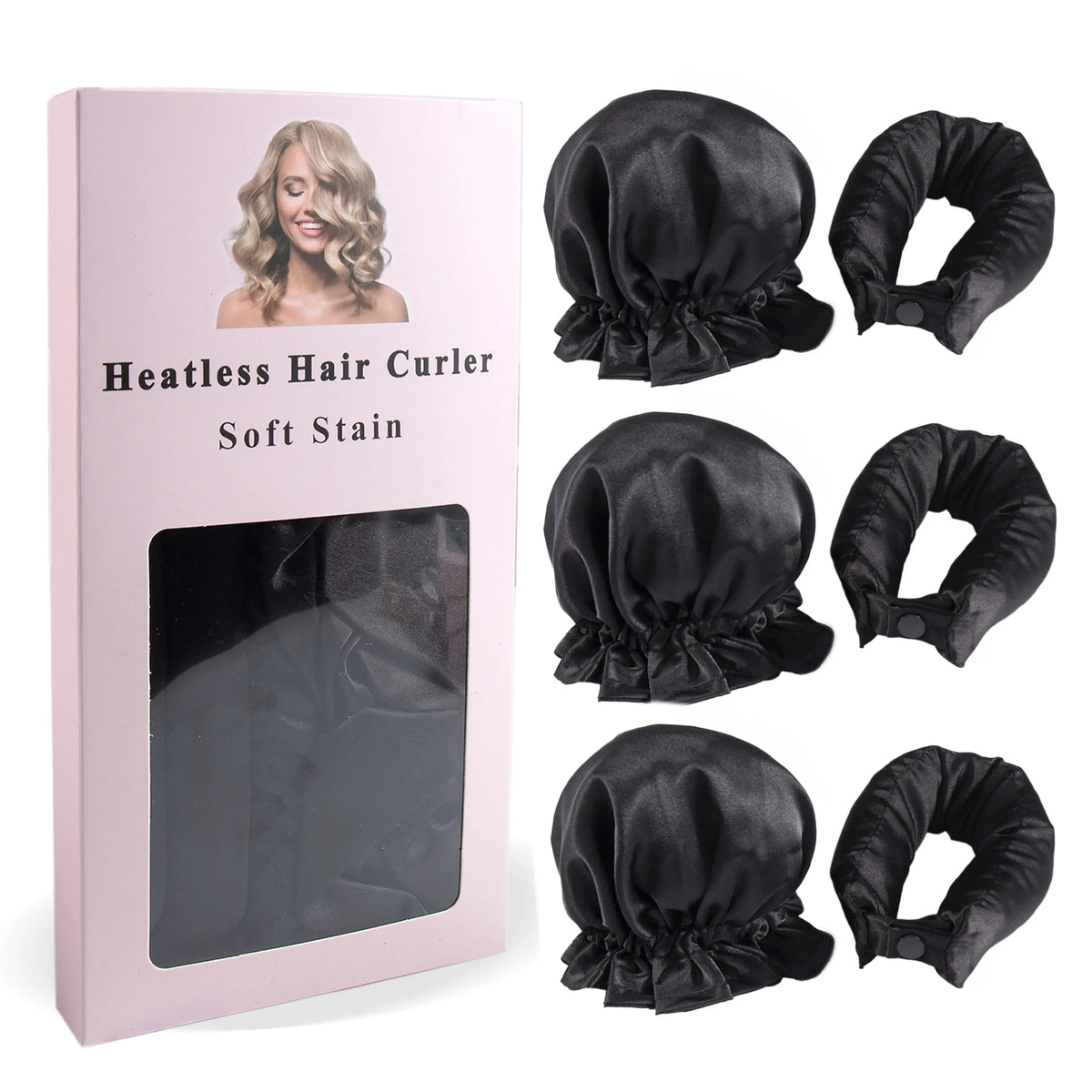 Transform Your Locks with the 3Pc Satin Heatless Curling Rod Set - Effortless Overnight Curls and Stylish Hairdos!