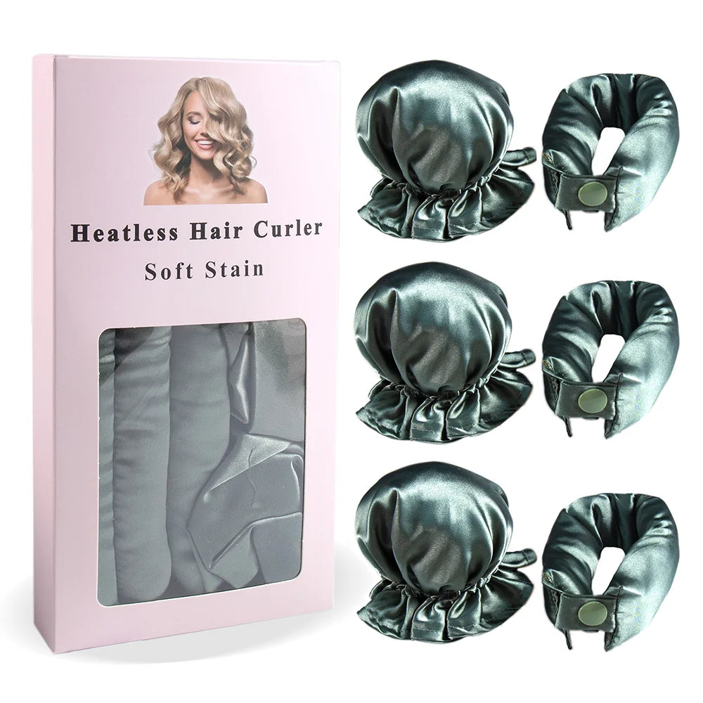 Transform Your Locks with the 3Pc Satin Heatless Curling Rod Set - Effortless Overnight Curls and Stylish Hairdos!